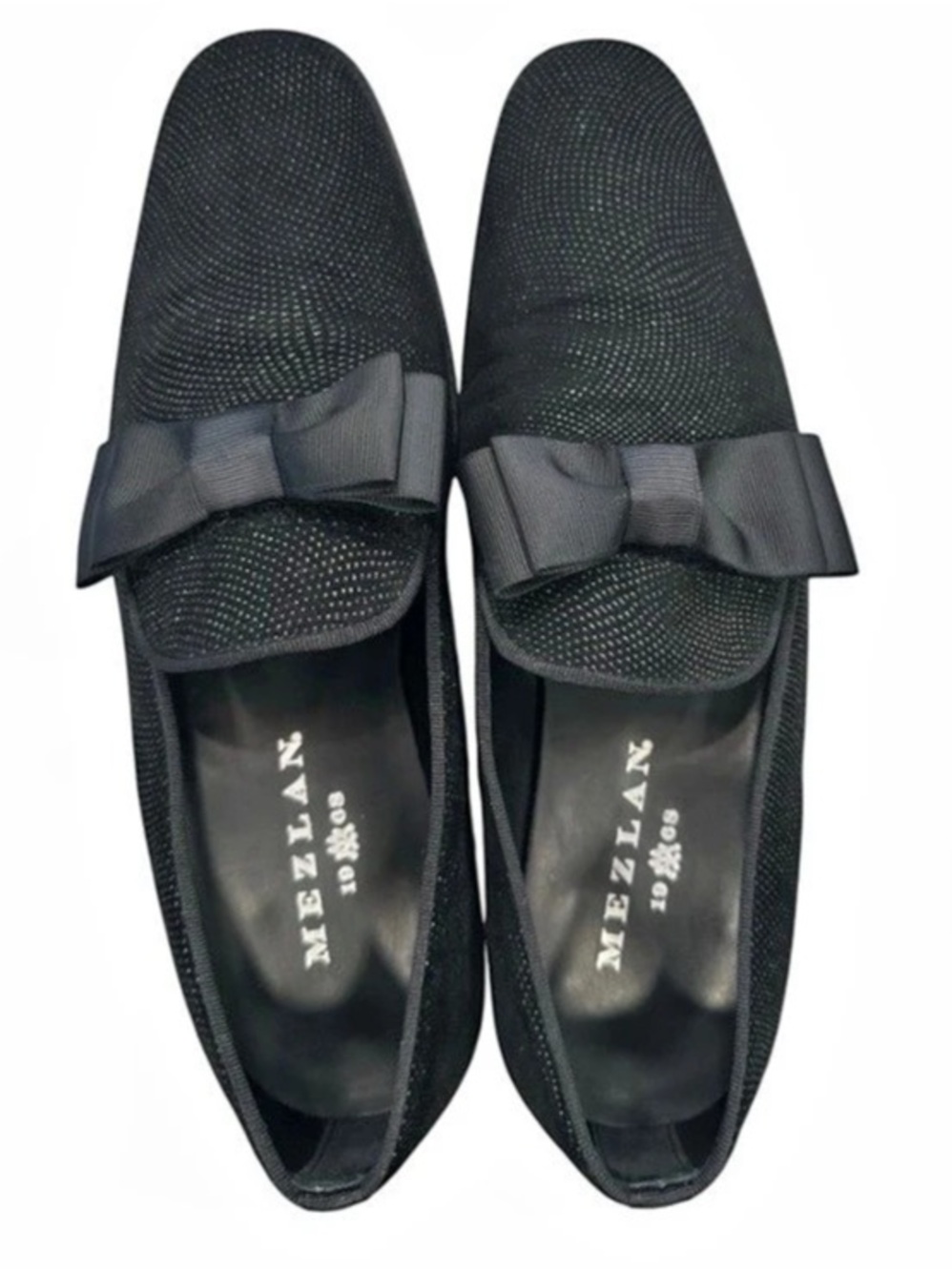 Mezlan 1968 Black Textured Bow Tuxedo Loafers Men’s Size 8M Made in Spain - Picture 2 of 11